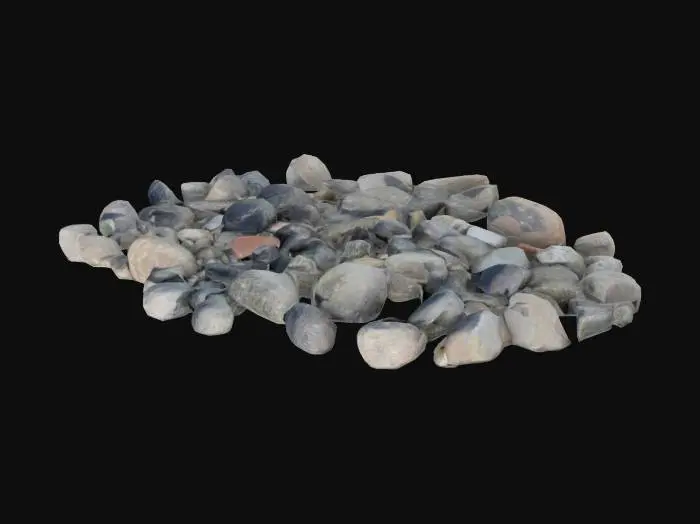 3D model for group of differently shaped small rocks and stones scattered around with no ground