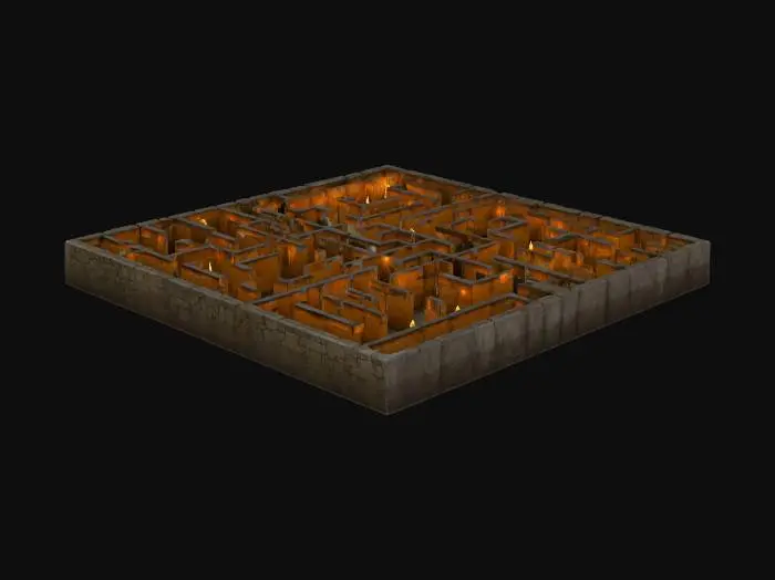 3D model for 70x50 meter size labirinth, dungeon for horror game environment