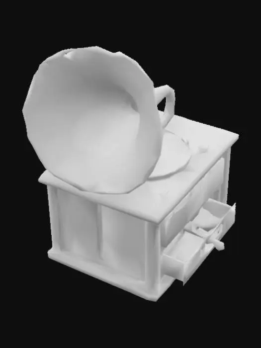 3D model for Vintage, portable, weathered and worn, hand-crank phonograph. Game ready HD asset.