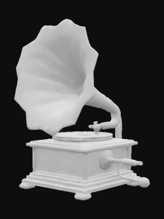 3D model for Vintage, portable, weathered and worn, hand-crank phonograph. Game ready HD asset.