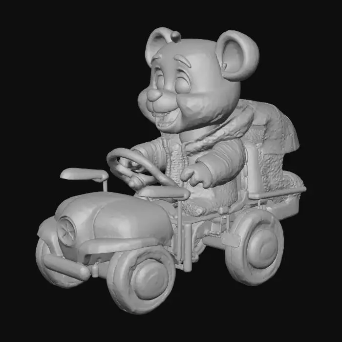 3D model for an anthropomorphic cartoon bear driving a car