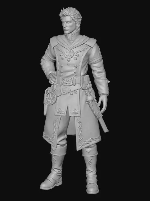 3D model for I want an astral sailor, someone who crews a spelljammer ship that sails on the astral sea. A sailor in a white uniform that is ready to take on anything that the insane realm has to offer them. A high fantasy look, but also a little worn and seasoned.