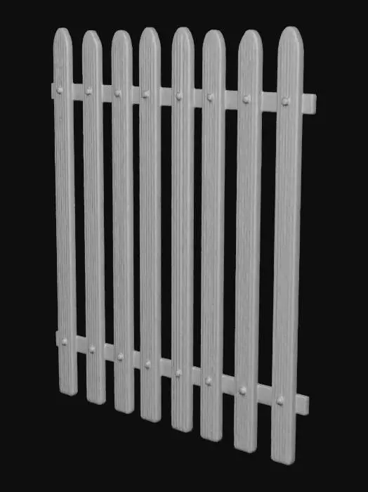3D model for a wooden style fence that i can repeat in a game. It should beoak wood coloured and have spaces between the slats