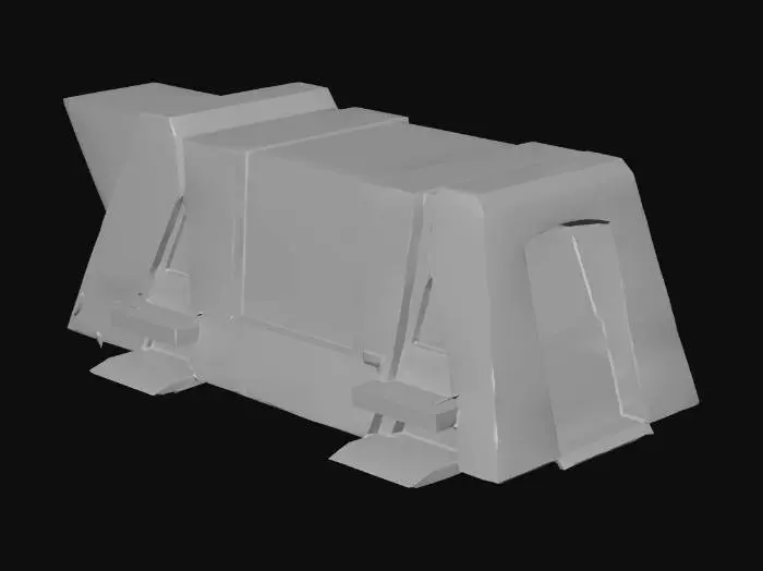 3D model for A secret government research facility complex where top secret time travel research had been occurring. There is the research building, a few hatches for underground bunkers and a warehouse. Around the warehouse there is a shipping yard. The shipping yard has some trucks, shipping containers and boxes on pallets under tarps.

The setting is near future but war ravaged. This is in a remote area in the great plains. 

The area is large and will be the setting for an RTS map.