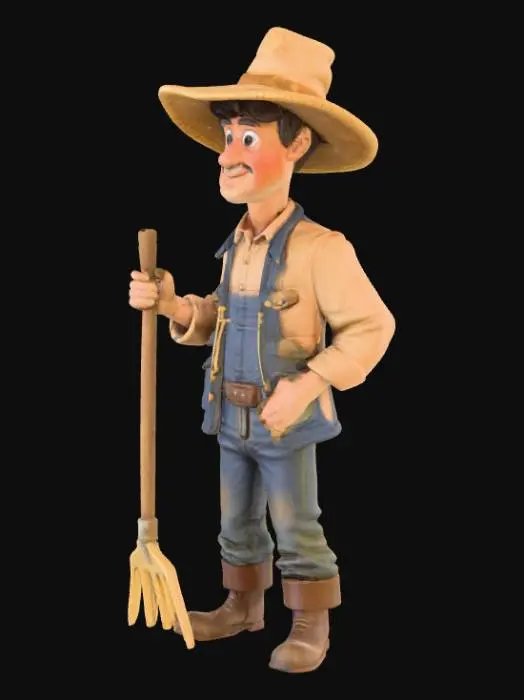 3D model for Bauer mit Rechen in der Hand