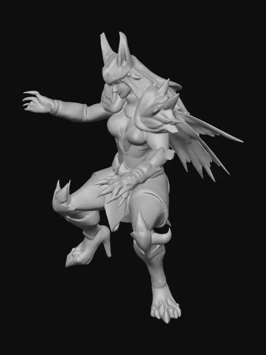 3D model for Femme animal 
Magic 
Armure noir et or 
En mode attaque 