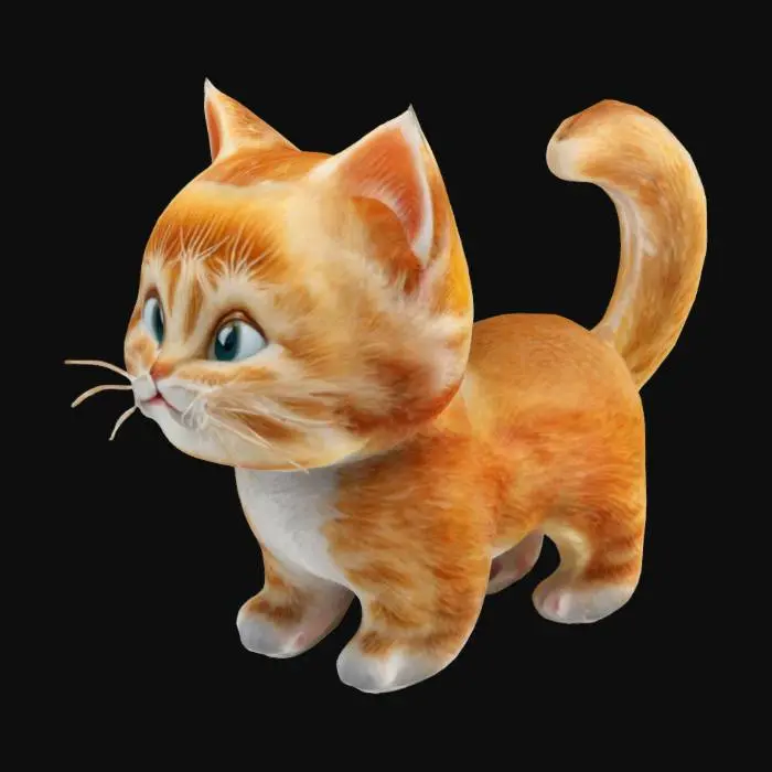 3D model for Cute detailed kitten in an orange tiger striped style. 4k High resolution kitty.
