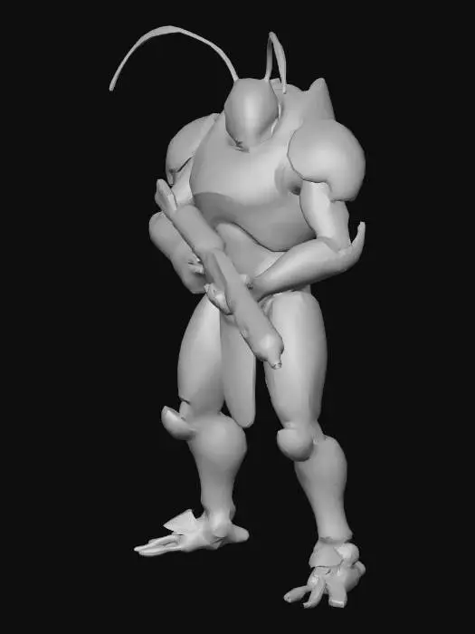 3D model for a large ant humanoid soldier with a energy rifle
