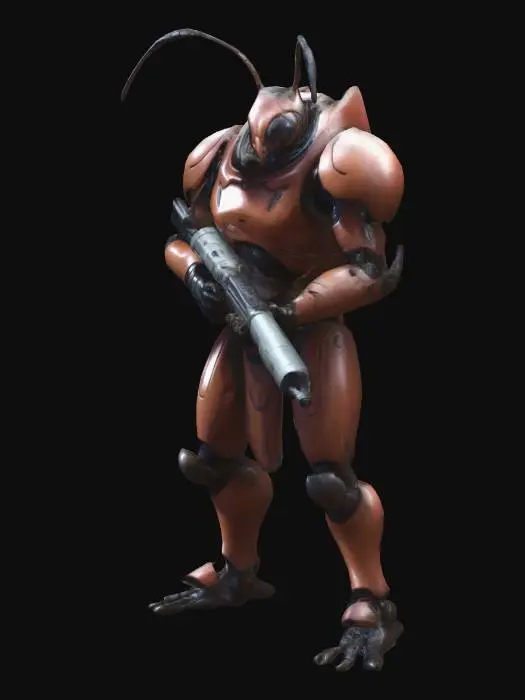 3D model for a large ant humanoid soldier with a energy rifle
