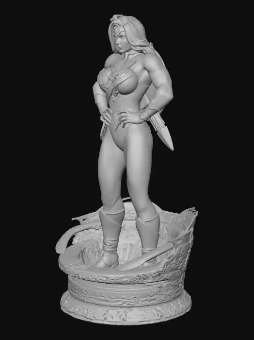 3D model for Warrior Princess in Red and Gold