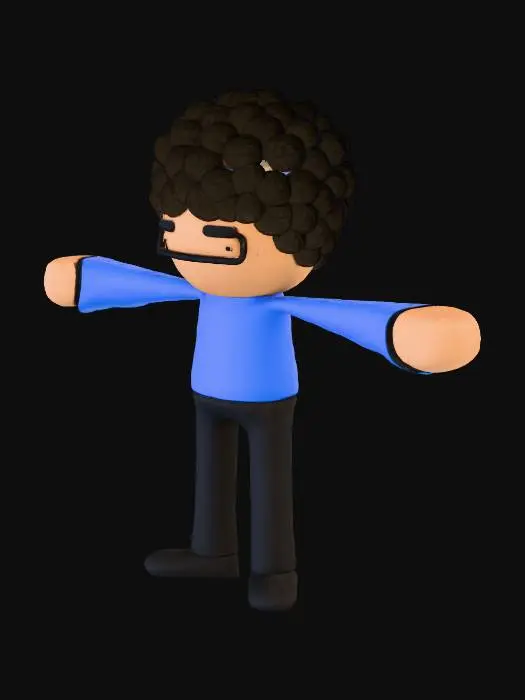 3D model for Smiling Stick Figure with black afro hair