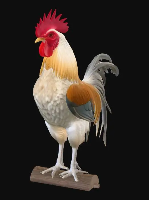 3D model for слабый петух стоит на плоту