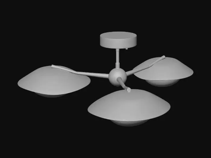 3D model for Temuka 3 Light Flush Ceiling Light