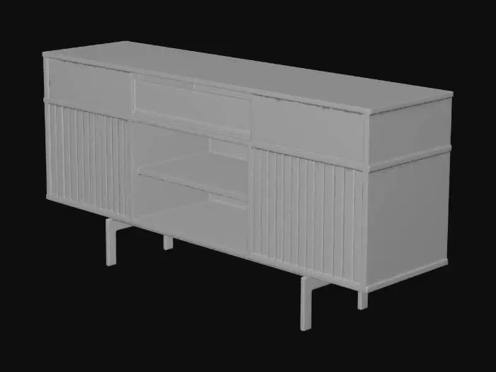 3D model for Black and Oak Slatted Sideboard