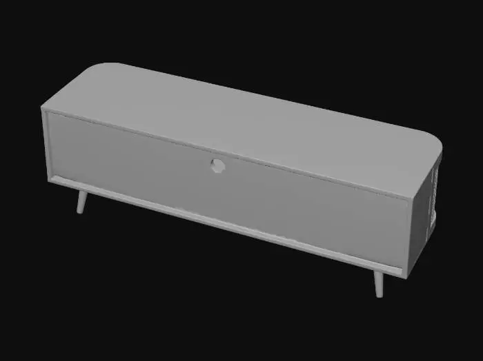 3D model for Mid-Century Walnut Caned Console