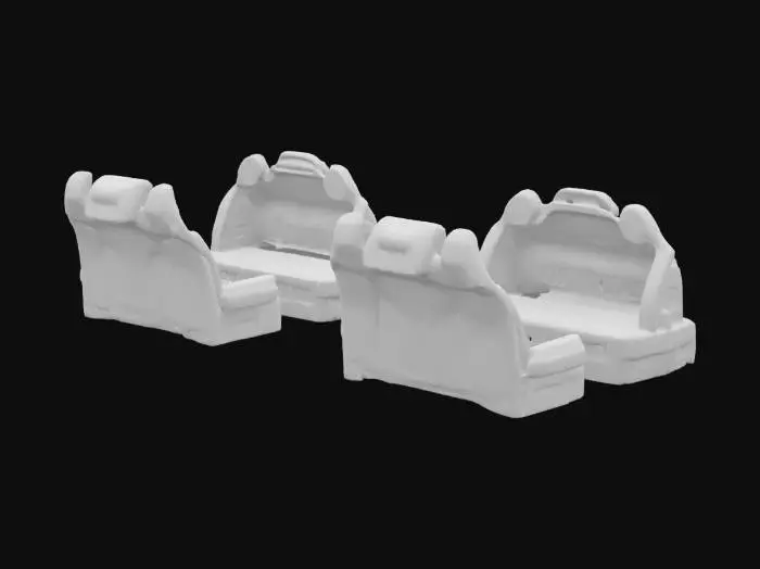 3D model for Ultra-high resolution pilot seats aboard a celestial being’s spaceship, featuring intricate, otherworldly design. The seats are crafted from glowing, metallic alloys, adorned with ethereal runes and celestial patterns. Soft, textured materials seem to hum with energy, while sleek, glowing control panels extend from the armrests. Each seat is surrounded by holographic displays, cosmic energy conduits, and ambient light, blending futuristic technology with divine aesthetics for an otherworldly, immersive experience