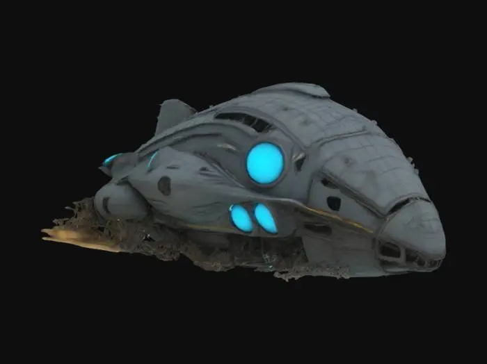 3D model for crashed alien spaceship. Ultra detailed with high resolution.