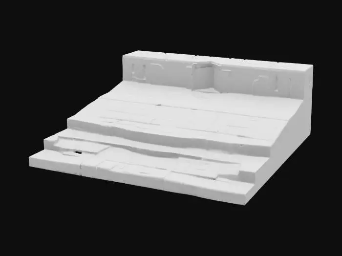 3D model for Create a surreal, cinematic render of an ancient curved pathway suspended in a dreamlike environment. The path is made of weathered stone slabs, each etched with glowing hieroglyphics that pulse softly in hues of aqua, violet, and gold. The stones curve gently into the mist, disappearing into floating clouds or a cosmic void. Some slabs levitate slightly, broken by time but held aloft by unseen forces. Ethereal fog swirls at ground level, with floating particles and light distortions dancing around the glyphs. The surrounding space is abstract—stars bleed into ancient ruins, and gravity feels bent. Light sources come from unknown origins, casting mysterious shadows. The entire scene feels like a sacred memory pulled from a forgotten dimension.