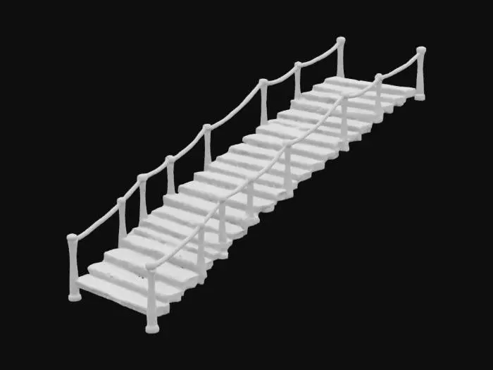 3D model for ancient bridge made of animal bone and weathered bioluminescent rope. The bone steps for the bridge are carved with red and gold hieroglyphics. Ultra Realistic. PBR rendering