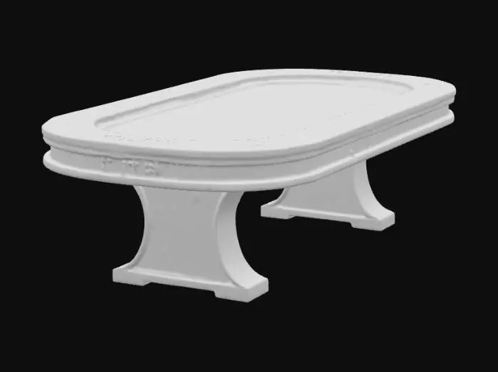 3D model for a nordic poker table with blue-ish glowing markings etched onto the edge of the poker table
, #PBR#