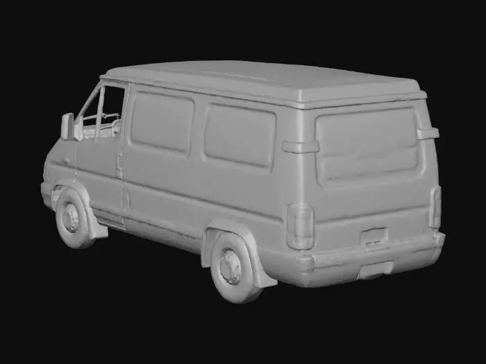 3D model for a modern day white van with no windows. High resolution. PBR detailing.