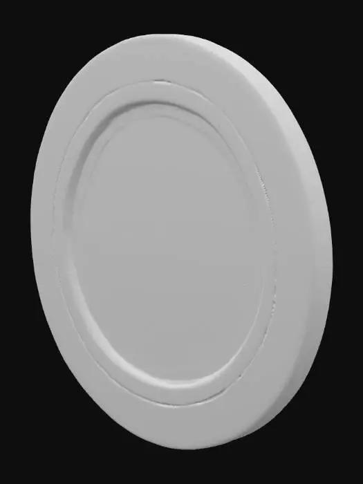 3D model for A weathered dart board made from layered, cracked wood rings, mounted on a rough stone tavern wall. The surface is riddled with ancient iron-tipped darts and deep gouges from centuries of use. Faded paint marks the target zones, barely visible beneath burn marks, knife scratches, and spilled ale stains. Around the edges, old carvings and worn tribal or arcane markings are etched into the frame. A few darts still glow faintly, enchanted or cursed. Ideal for fantasy or ancient pub interiors.