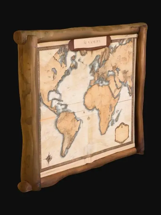 3D model for large ancient map made of wood and cloth