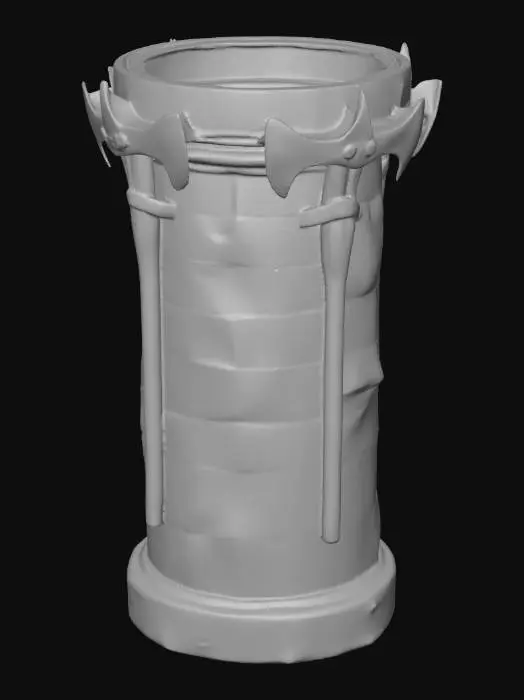 3D model for large stone cylinder with axes sticking out of the side