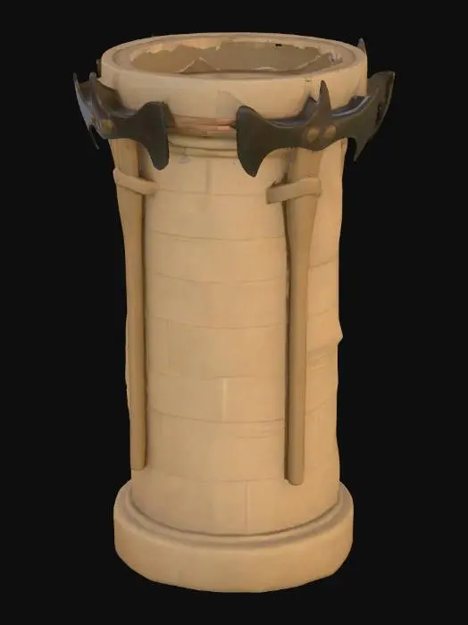 3D model for large stone cylinder with axes sticking out of the side