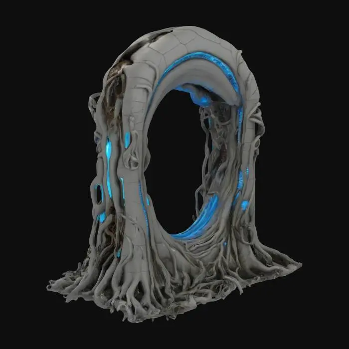 3D model for Ultra realistic Vertical sleeping tubes fused with roots and Rift-metal