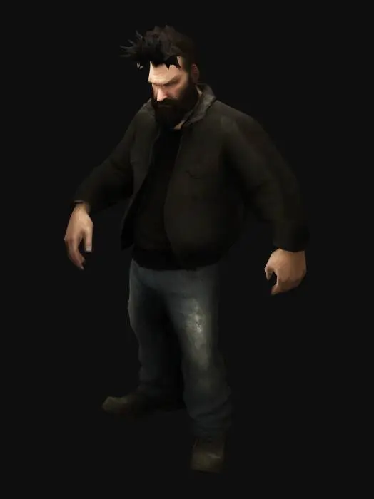 3D model for a stylized man similar to Max Payne from the playstation games. meant for a light-hearted take of a gritty New York Slums Noir game. make sure he isn't holding anything, and is in a T pose with his arms and hands up away from his body