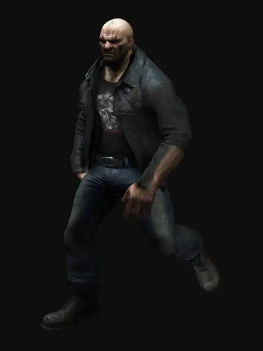 3D model for a realistic villian, grungy like Max Payne. no weapons, standing in a traditional T-pose used for rigging.