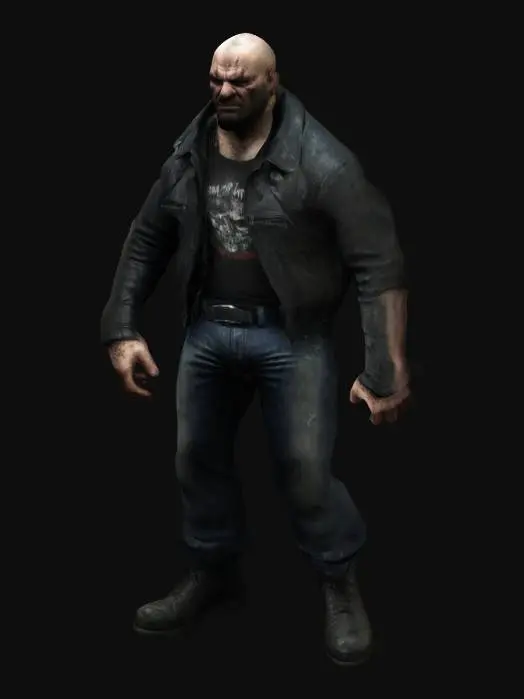 3D model for a realistic villian, grungy like Max Payne. no weapons, standing in a traditional T-pose used for rigging.
