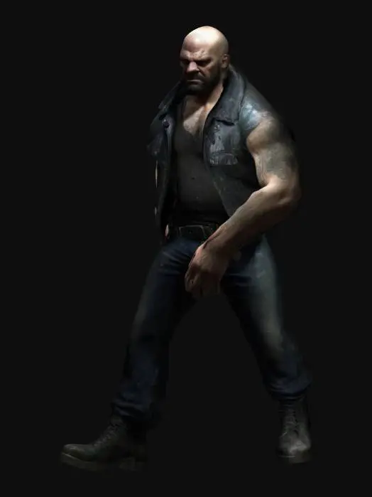 3D model for a realistic villian, grungy like Max Payne. no weapons, standing in a traditional T-pose used for rigging.