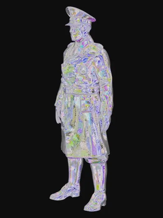 3D model for Full body WW1 German submarine captain, Imperial German Navy officer, realistic 3D character, humanoid, neutral A-pose, game-ready, clean mesh, realistic proportions, dark navy officer coat, peaked cap, leather belt, black boots, historical World War I naval uniform, no weapon, no cigarette, no background, no scene, no props, no extra objects, no stylization, no cartoon, no sci-fi, no fantasy, no medals overload, no trench gear, no helmet, no cloak, no shoulder cape, clean front-facing character for Unity