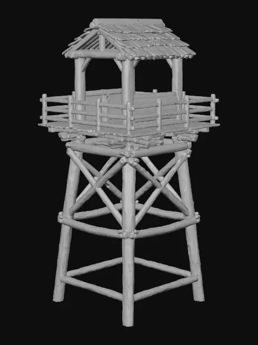 3D model for Wooden Watchtower at Sunset