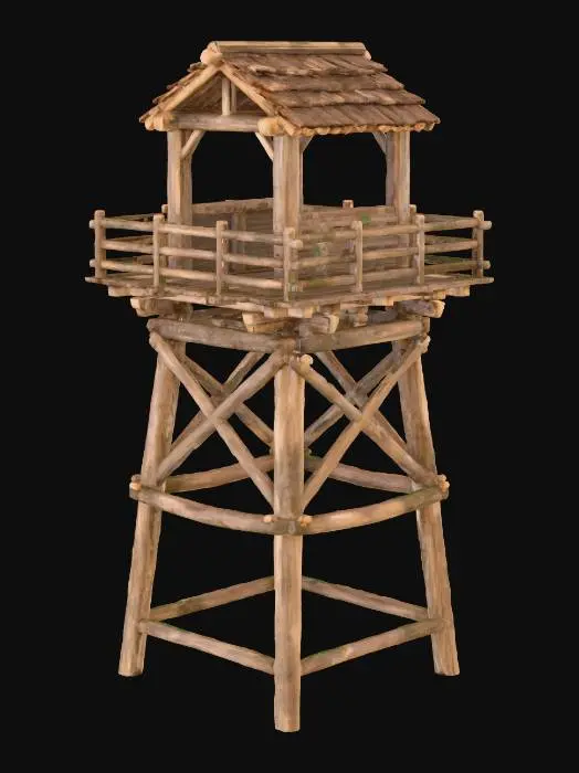 3D model for Wooden Watchtower at Sunset
