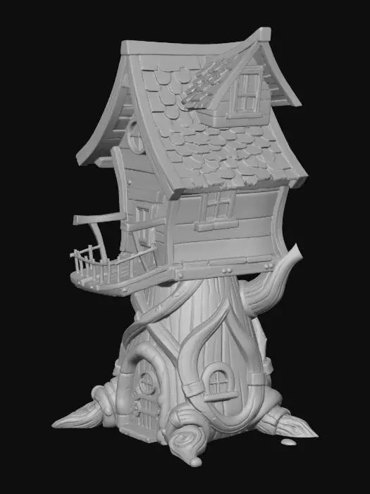 3D model for stylized wooden house-01