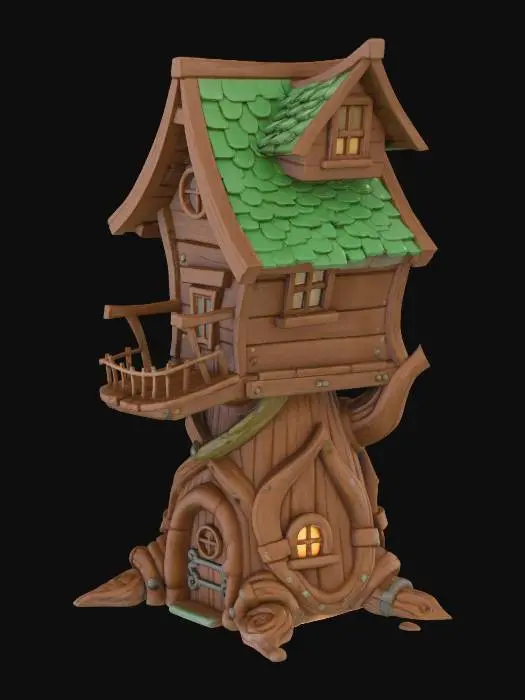 3D model for stylized wooden house-01