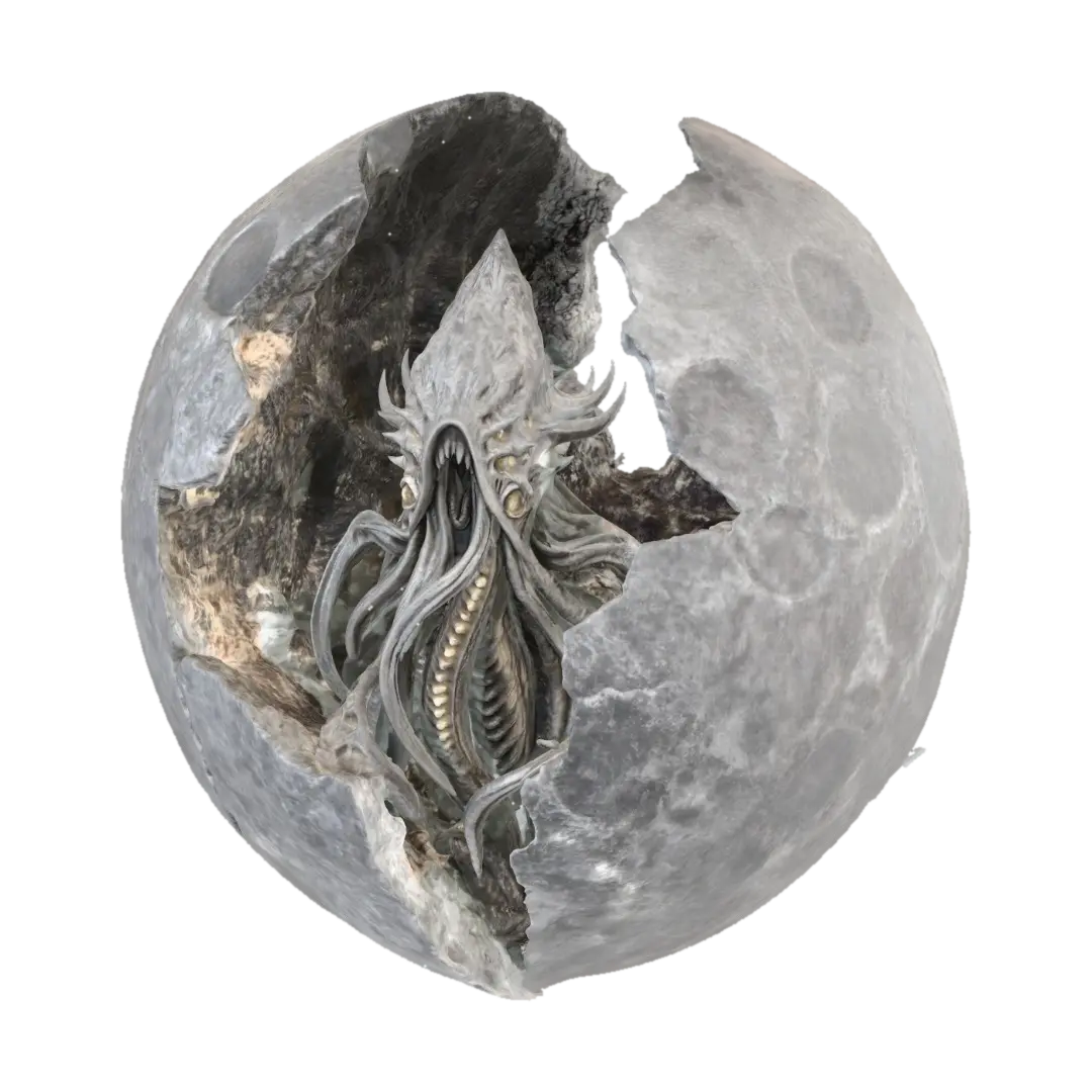 Eldritch Heart of the Moon 3D model, vytvořený pomocí AI