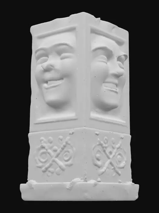 3D model for プロンプト
Stone statues of ancient civilizations with four faces of joy, anger, sorrow, and pleasure. The stone statue is square, with faces painted on four sides, each face representing joy, anger, sorrow, and pleasure. Each face is painted in red, blue, yellow, and green, while moss grows on the stone.precise details. Detailed geometry, precise mesh