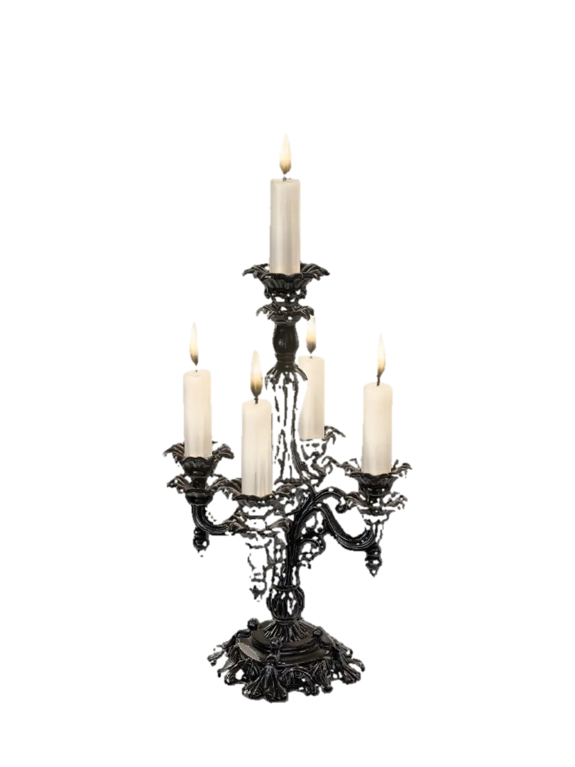 Gothic Three-Candle Candelabrum - Candleholder 3D model, vytvořený pomocí AI
