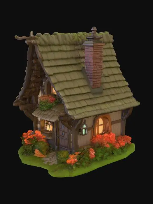 3D model for fantasy quaint cottage game model
