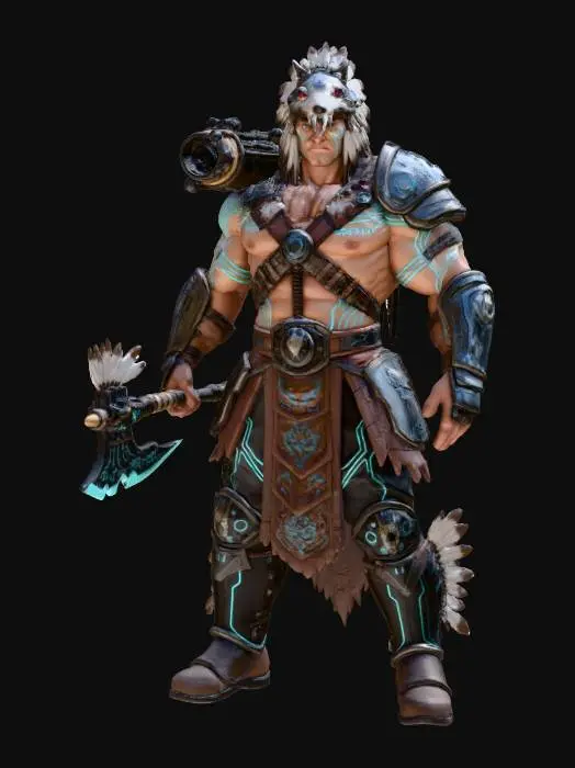 3D model for Dystopian Native Warrior