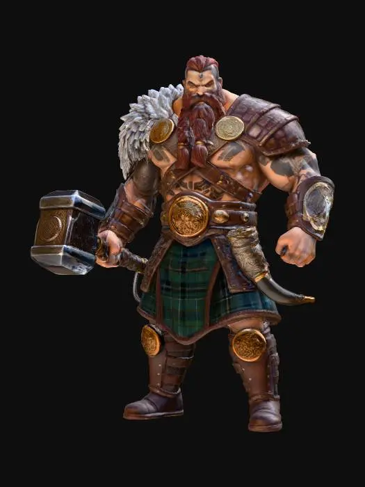 3D model for Viking Warrior - Lightning Hammer