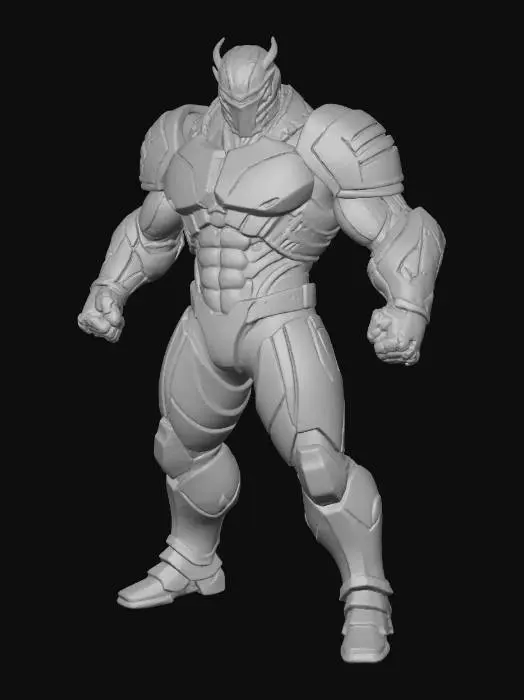 3D model for A massive and powerful Cybernetic Electron aura warrior fighter. Strong metallic armor with glowing electromagnetic veins on parts of the body. Fantasy/sci-fi, stylized, highly detailed, full body image, best quality