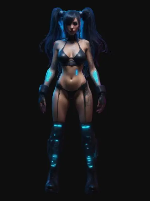 3D model for cyberpunk nightclube lapdancer female, full body