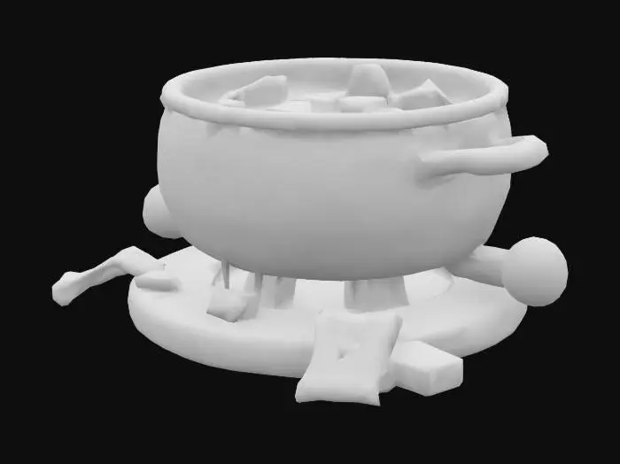 3D model for [Thun] Swiss cheese fondue, handpa inted, stylized,detailed,#AroundTheWorld#