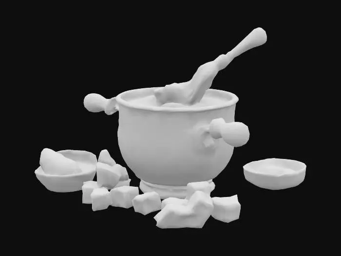 3D model for [Thun] Swiss cheese fondue, handpa inted, stylized,detailed,#AroundTheWorld#
