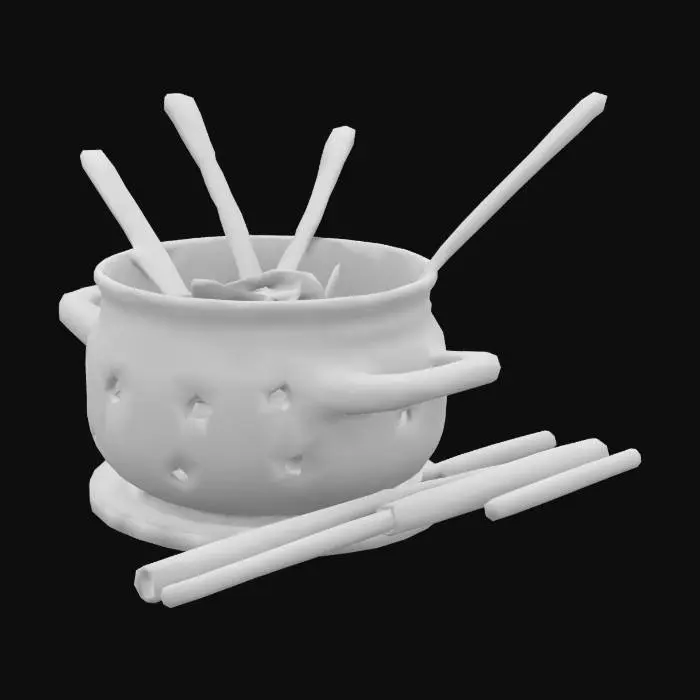 3D model for [Thun] Swiss cheese fondue, handpa inted, stylized,detailed,#AroundTheWorld#
